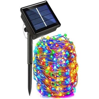 Schulzz Solar Güneş Enerjili Dış Bahçe Aydınlatma 100 Led Çok Renkli 10