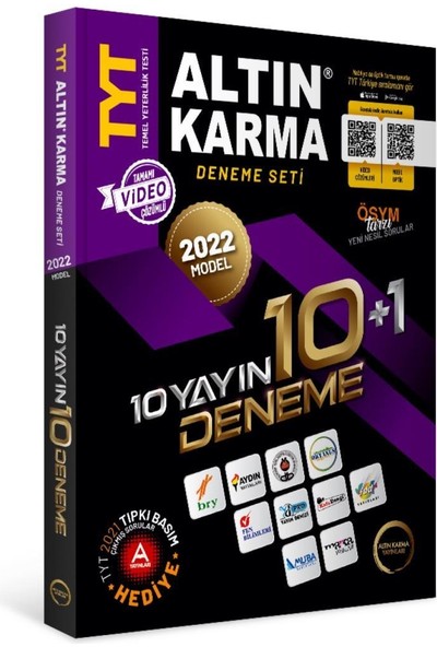Altın Karma Yayınları 2022 TYT 10 Farklı Yayın 10+1 Denemesi Seti