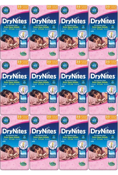 Drynites Emici Külot Kız 3-5 Yaş 16-23 KG120 12'li
