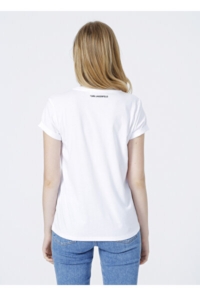 Karl Lagerfeld Yuvarlak Yaka Beyaz Kadın T-Shirt