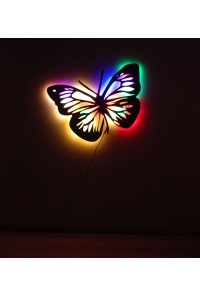 Mony Tasarım LED Işıklı Dekoratif Kelebek Tablo Duvar Süsü Dekorasyon