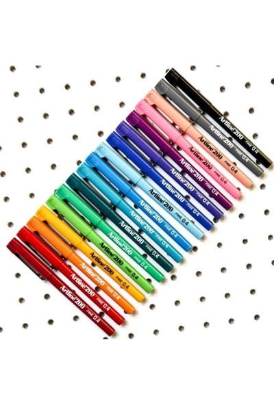 Artline 200 Fineliner 0.4 mm Ince Uçlu Yazı ve Çizim Kalemi 15 Renk Set