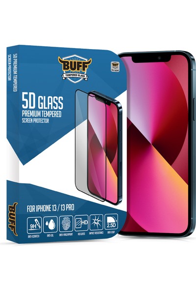 Buff iPhone 13/13 Pro 5d Glass Ekran Koruyucu