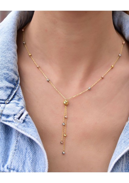 925 Ayar Gümüş Üç Renk Dorika Toplu Sim Kadın Kolye fırsatları