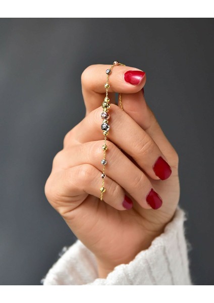 925 Ayar Gümüş Üç Renk Kaplama Dorika Toplu Kadın Bileklik fiyatları