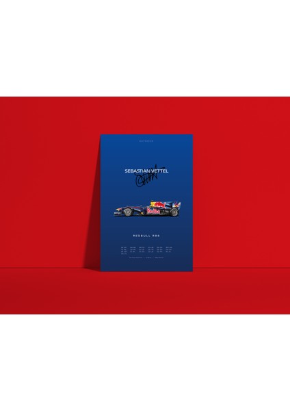 Sebastian Vettel Rb6 Poster Tablo, Red Bull Racing Formula 1, Dijital Tasarım Tablo