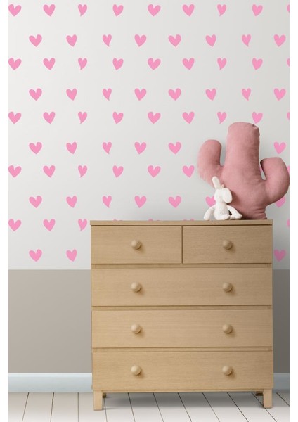 Kalp Yağmuru Duvar Sticker Bebek Çocuk Odası Dekoratif Pembe Çıkartma Sticker, 3-4-5cm 140 Adt fiyatları