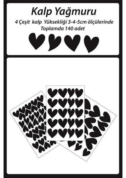 Kalp Yağmuru Duvar Sticker Bebek Çocuk Odası Dekoratif Pembe Çıkartma Sticker, 3-4-5cm 140 Adt fırsatları