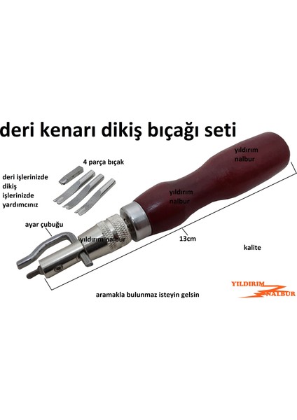 Deri Kenarı Kesme Düzeltme Işaretleme Bıçağı Seti Deri Yol Yapma Çizme Aparatı Delme