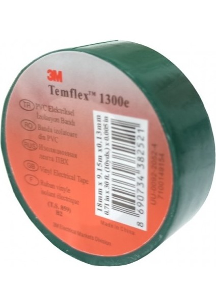 7100149154 Izole Bant TEMFLEX1300E Yeşil (10'lu)