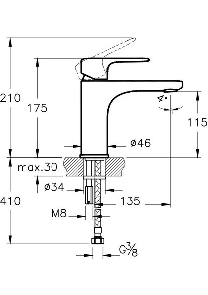 Root Round A4270623 Yüksek Lavabo Bataryası, Altın