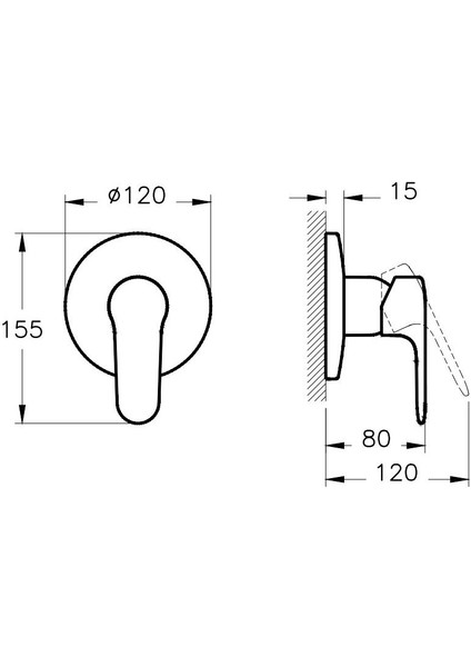 Root Round A42728 Ankastre Duş Bataryası, Sıva Üstü, Krom