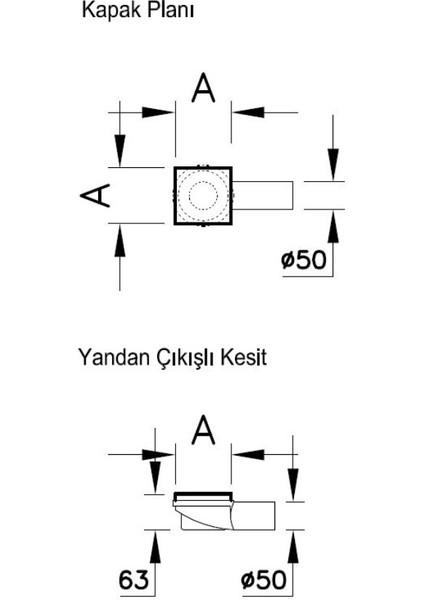 V-Flow Kare 59980061000 Duş Kanalı, Yandan Sifon, 10x10 cm, DK 800, Mat Krom