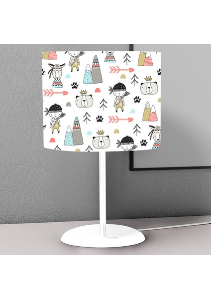 Vahşi Batı Kız Desenli Çocuk Odası Dijital Baskılı Çocuk Odası Masaüstü Abajur Avize