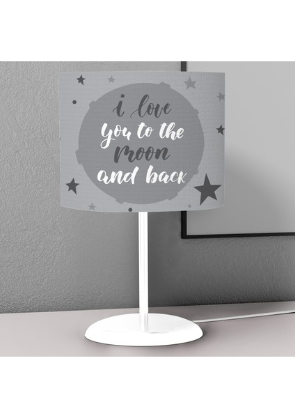 Gezegen Yıldız Ay Desenli Çocuk Odası Dijital Baskılı Çocuk Odası Masaüstü Abajur Avize