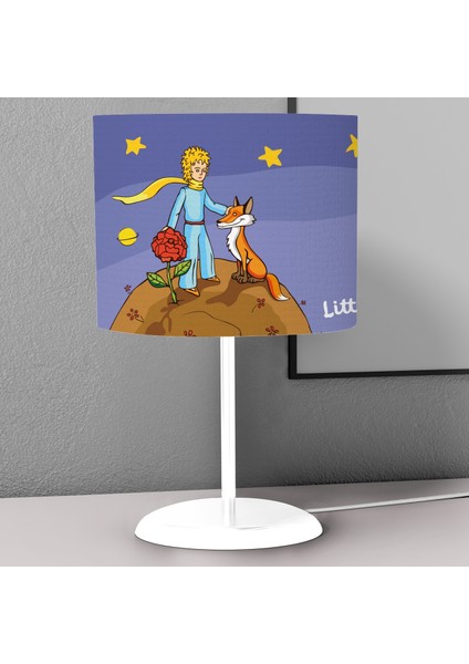 Çocuk Tilki Gül Mavi ** Desenli Çocuk Odası Dijital Baskılı Çocuk Odası Masaüstü Abajur Avize