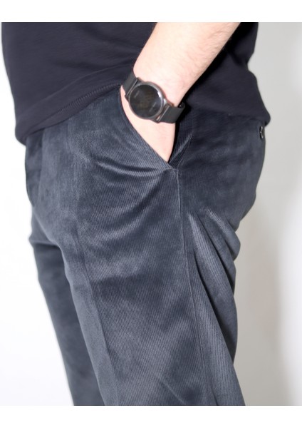 Erkek Klasik Kesim Gri Kadife Pantolon fiyatları