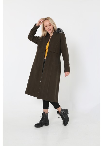 Kadın Kaşmir Kaşe Kapşonlu Kürklü Kaban Mont fırsatları