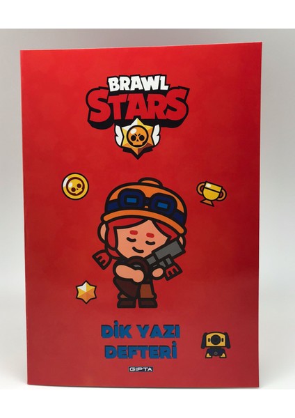 A5 Brawl Star Tel Dikiş Karton Kapak Kareli Defter Kırmızı 60 Yaprak