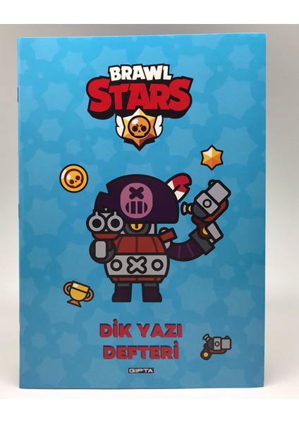 A5 Brawl Star Tel Dikiş Karton Kapak Kareli Defter Mavi 60 Yaprak