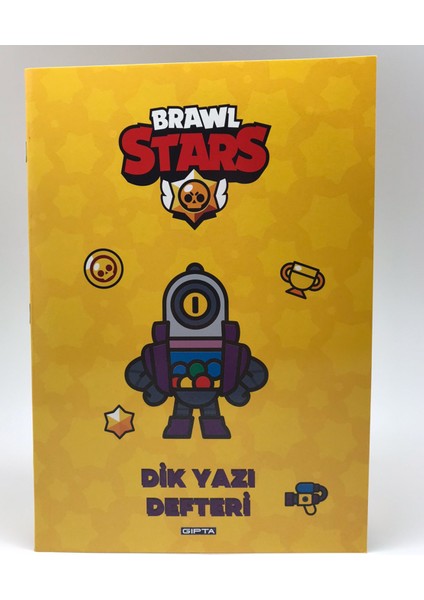 A5 Brawl Star Tel Dikiş Karton Kapak Kareli Defter Sarı 60 Yaprak