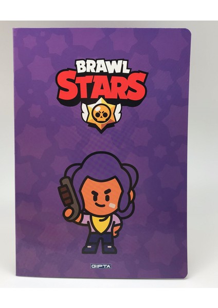 A5 Brawl Star Tel Dikiş Karton Kapak Kareli Defter Mor 60 Yaprak
