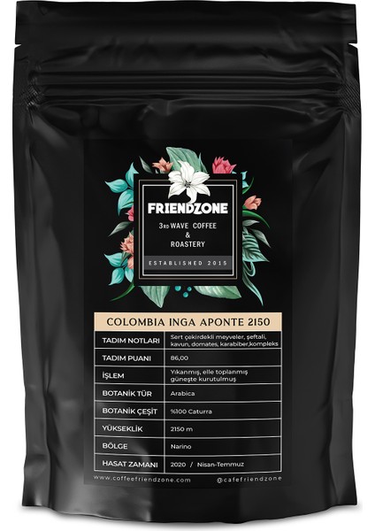 Colombia Inga Aponte 2150 Yöresel Kahve 250 gr