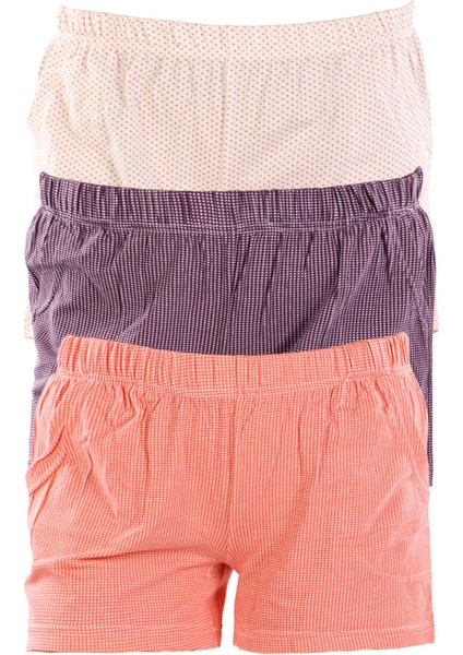 Mor Kadın Kısa Şort Üçlü Paket Likralı