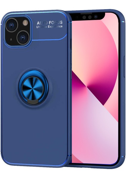 Apple iPhone 13 Mini Kılıf Renkli Yüzüklü Manyetik Silikon Kapak Mavi - Mavi