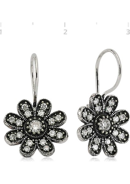 Gümüş Sallantılı Çiçek Küpe