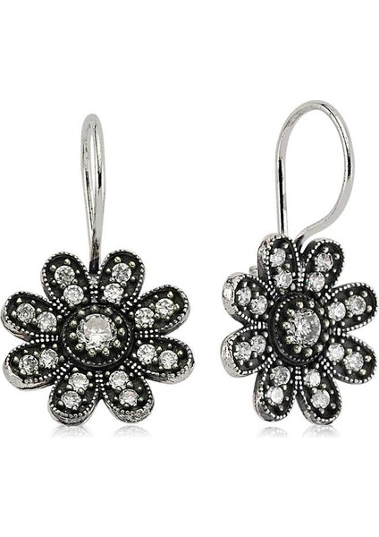 Gümüş Sallantılı Çiçek Küpe modelleri