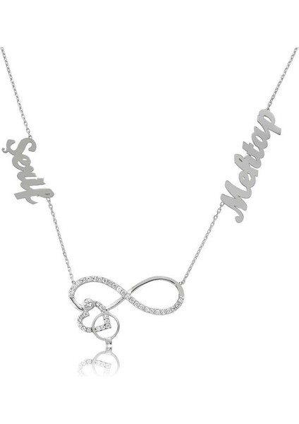 Gümüş Isimli Kalpli Sonsuzluk Bayan Kolye fiyatları