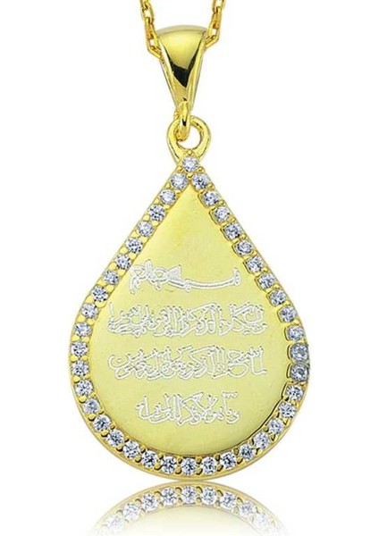 Gümüş Damla Nazar Duası Bayan Kolye