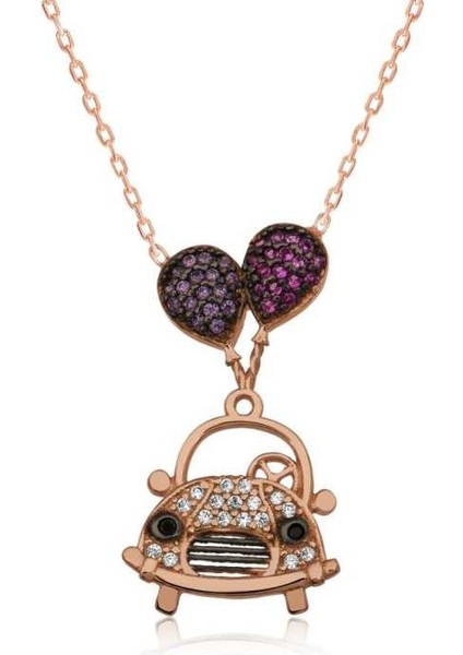 Gümüş Balonlu Araba Bayan Kolye