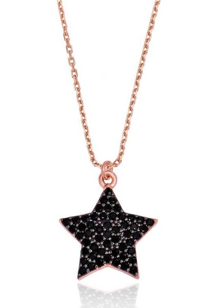 Gümüş Siyah Taşlı Yıldız Bayan Kolye fiyatları