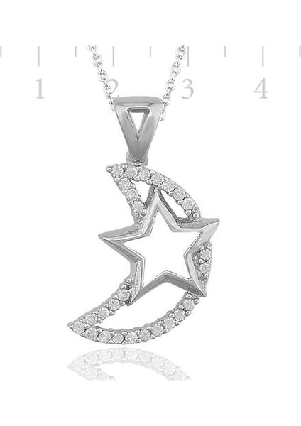 Gümüş Ay Yıldız Bayan Kolye