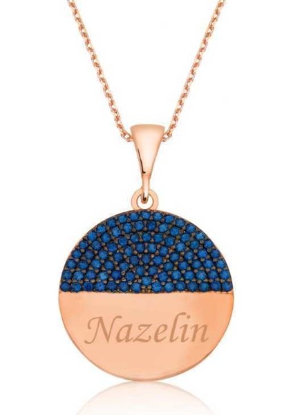 Gümüş Mavi Taşlı Isimli Bayan Kolye