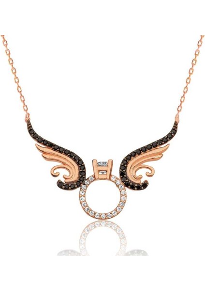 Gümüş Tek Taş Melek Bayan Kolye