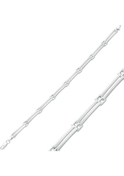 Gümüş Iki Sıra Erkek Bileklik modelleri