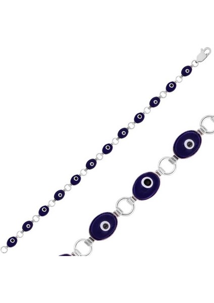 Gümüş Oval Nazar Bayan Bileklik