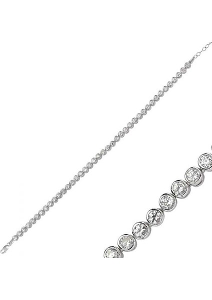 Gümüş Beyaz Taşlı Su Yolu Bayan Bileklik fiyatları