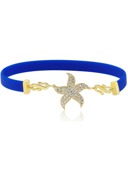 Gümüş Lacivert Deniz Yıldızı Bayan Bileklik modelleri