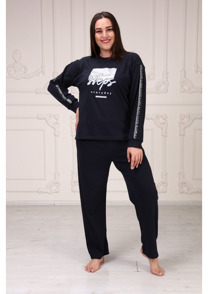 Kolu Şeritli Büyük Beden Pijama Takım