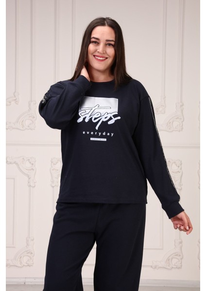 Kolu Şeritli Büyük Beden Pijama Takım
