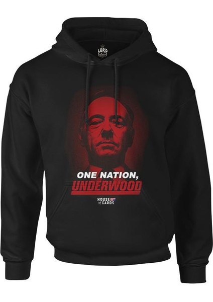 House Of Cards - One Nation Siyah Erkek Fermuarsız Kapşonlu