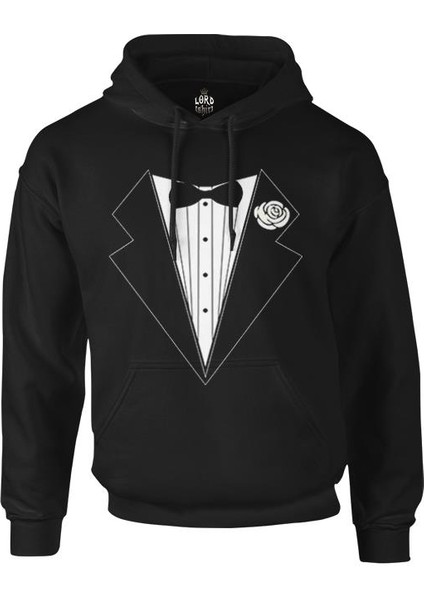Damat - Groom Suit Siyah Erkek Fermuarsız Kapşonlu