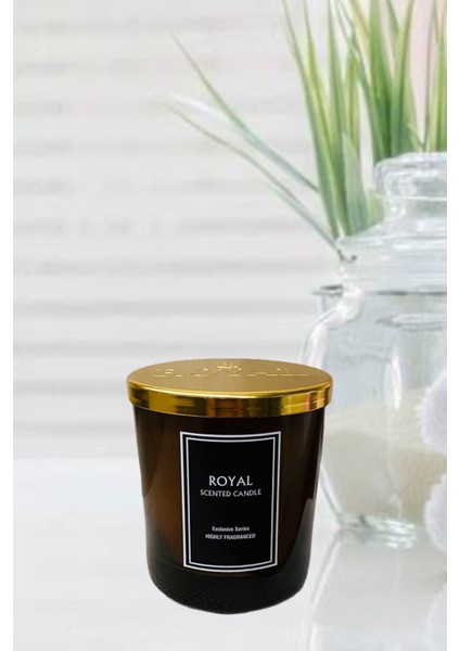 Royal Lux Kahve Aromalı Bardak Mum Lüks Gold Kapak- 165 gr