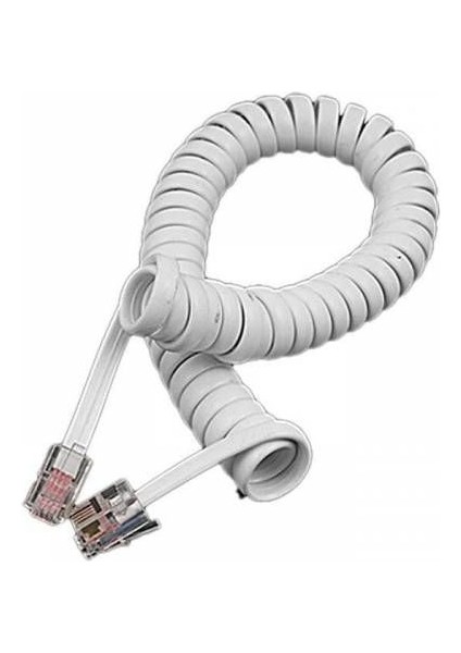 Spiralli Telefon Ahize Kablosu Beyaz