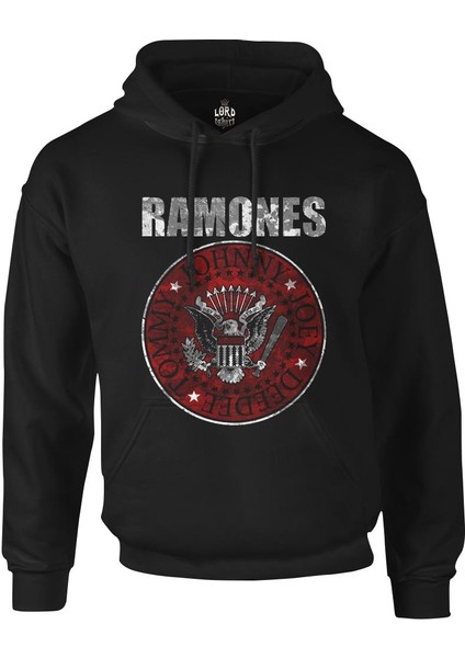 Ramones Siyah Erkek Fermuarsız Kapşonlu