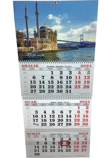 2022 İstanbul Spiralli Gemici Takvimi 33 x 86 cm